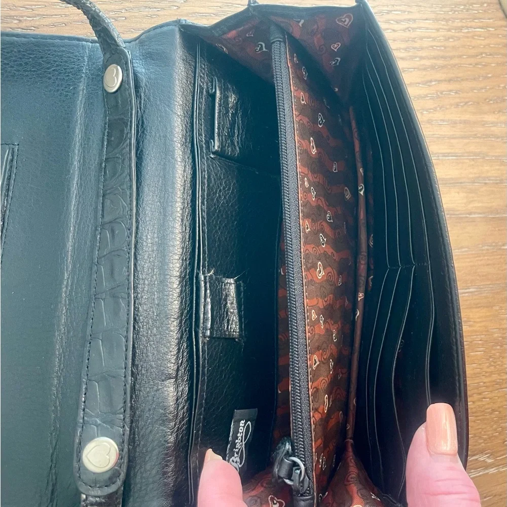 Brighton Black Croc-Embossed Crossbody Bag - Picture 6 of 11